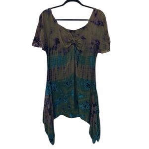 Advance Apparels Woman’s Multicolor Tie-Dye Blouse - Plus Size (M) - NWT PTP 20”